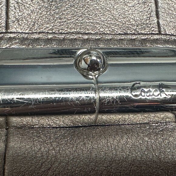 Silver Pewter Coach Wristlet Purse - Picture 3 of 6